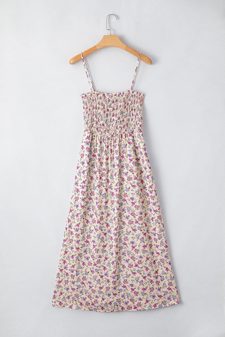 bohemian ditsy floral smocked fit flare sundress