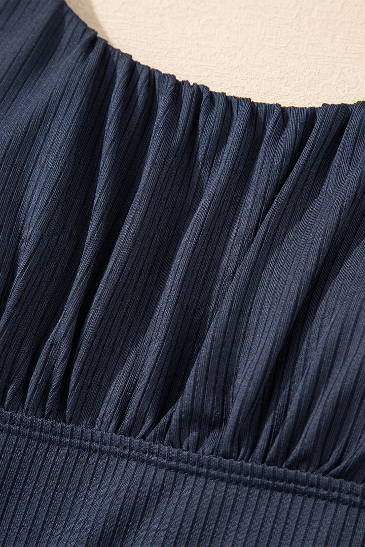 ruched u neck ribbed tankini