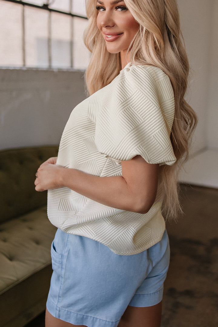 textured puff sleeve t shirt