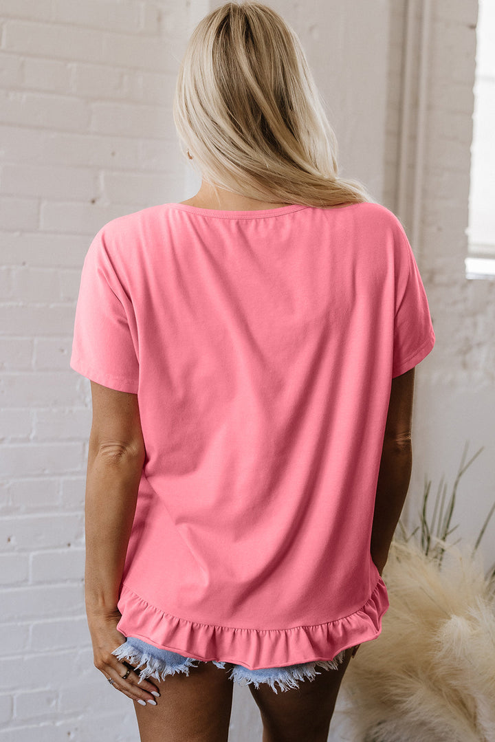 frilled hem loose t shirt