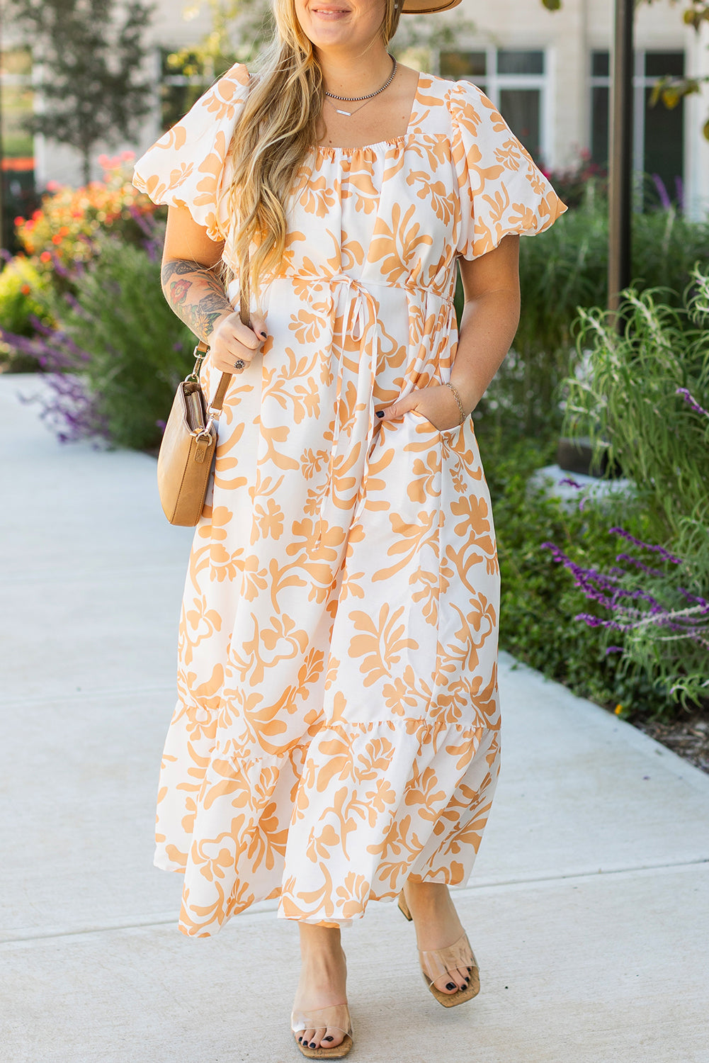 Floral Print Resort Plus Size Maxi Dress – ModeShe