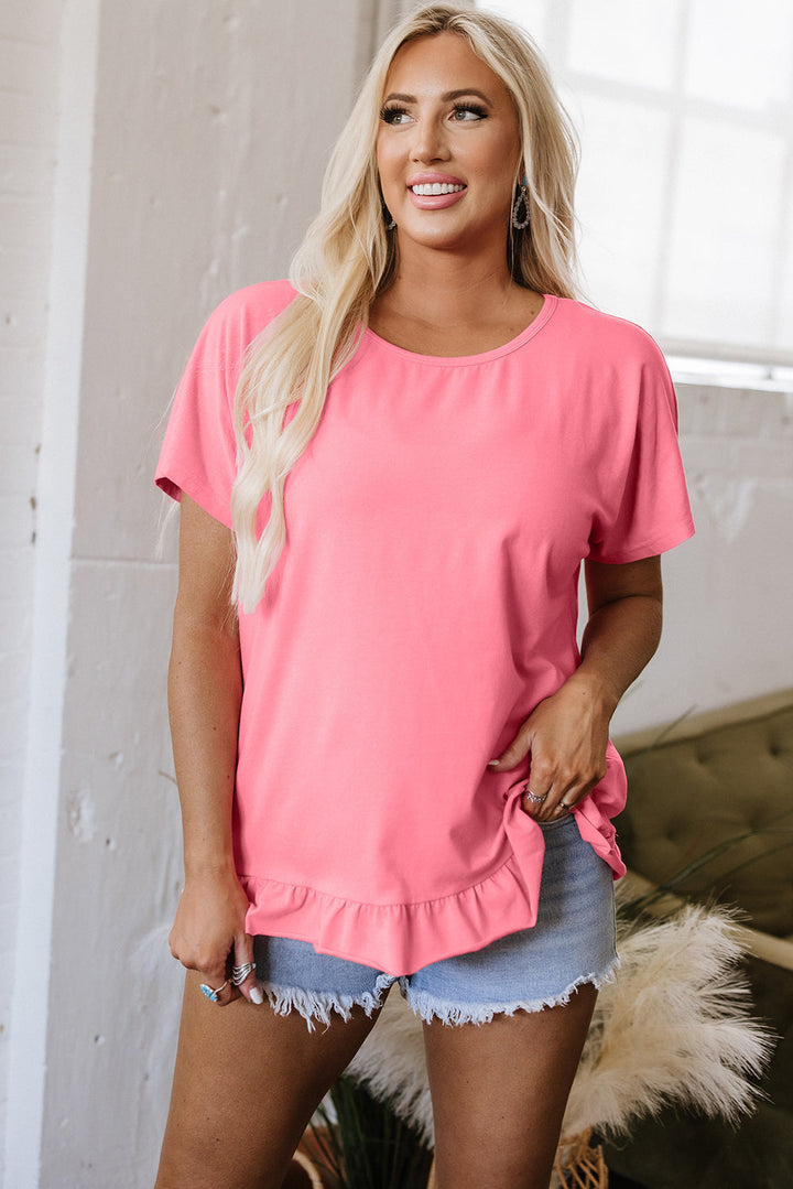 frilled hem loose t shirt