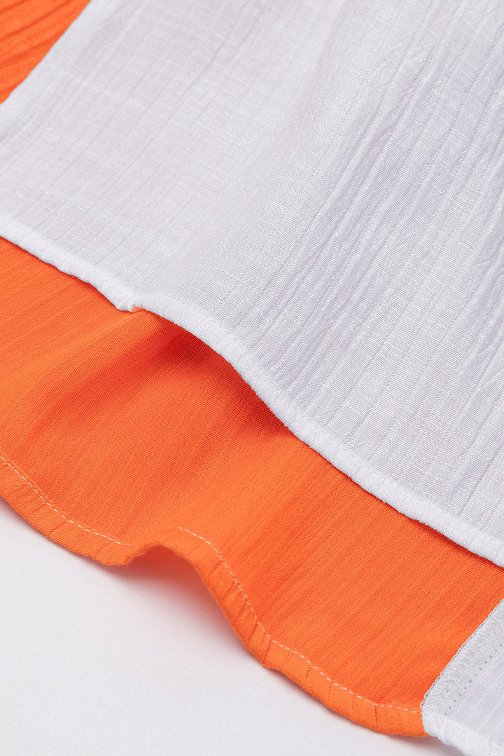 Color Block Shirred High Waist Fit and Flare Maxi Dress