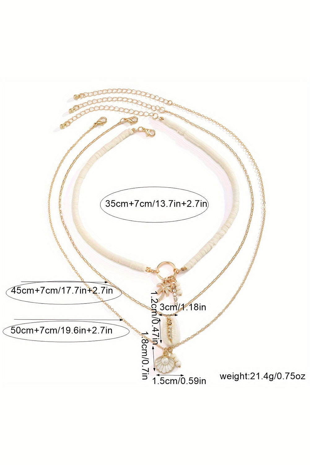 Mehrlagige Halskette mit Strandmuschel-Anhänger