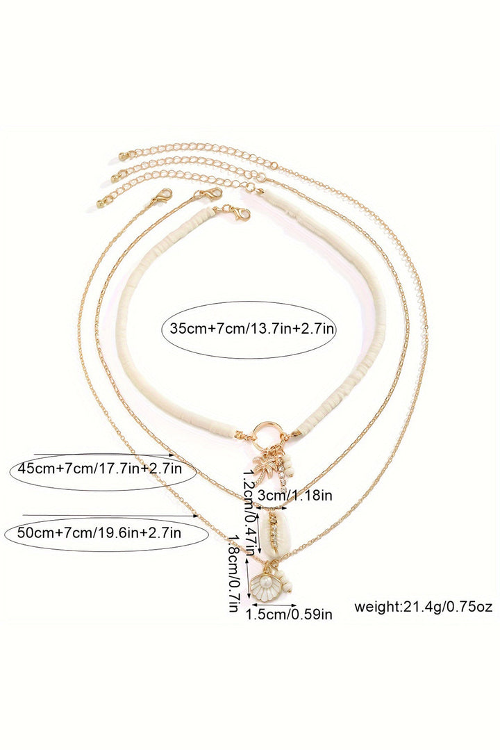 Mehrlagige Halskette mit Strandmuschel-Anhänger