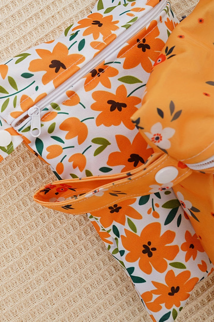 2 Stücke Canvas Tasche mit Blumenmuster und Reißverschluss