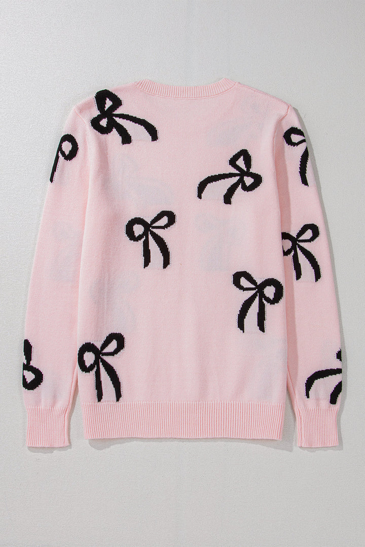 Bow Pattern Knitted Loose Fit Sweater