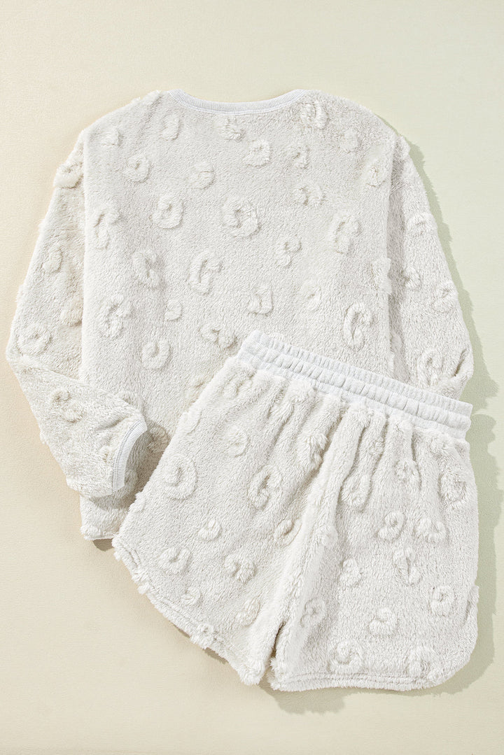 textured leopard fleece loose two piece lounge set 2