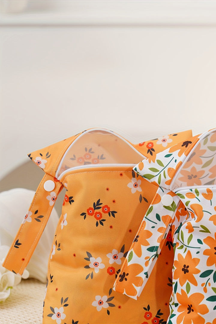 2 Stücke Canvas Tasche mit Blumenmuster und Reißverschluss