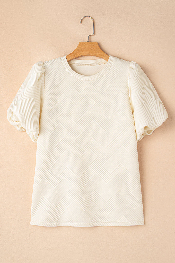 textured puff sleeve t shirt
