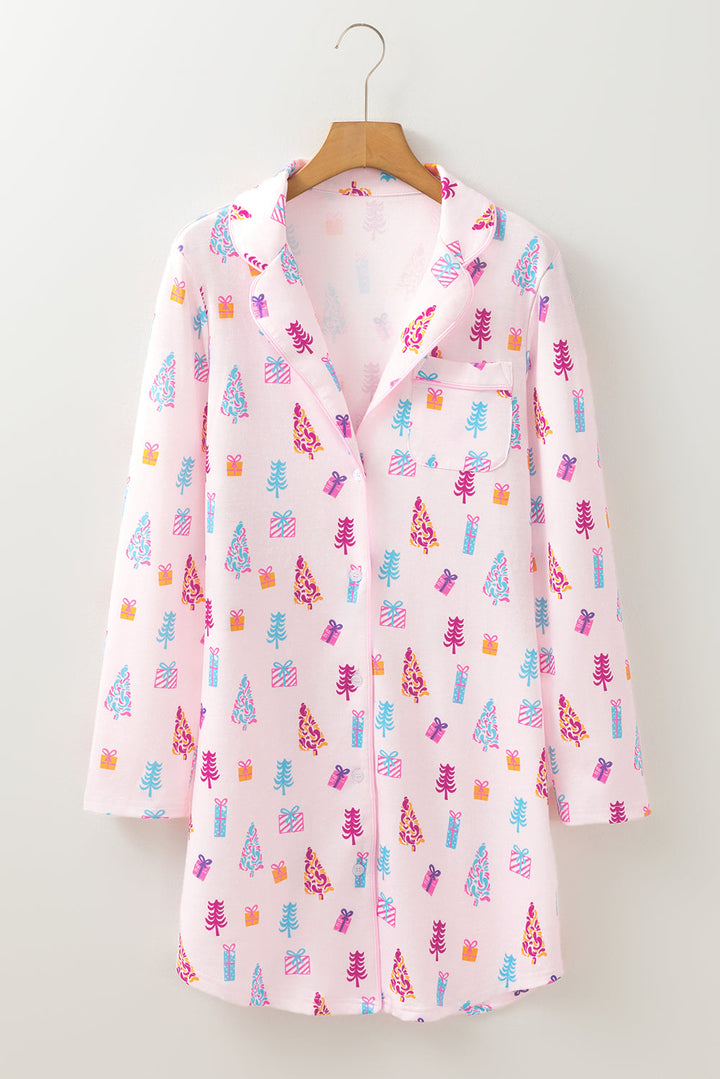 christmas twinkle tree print shirt sleep dress