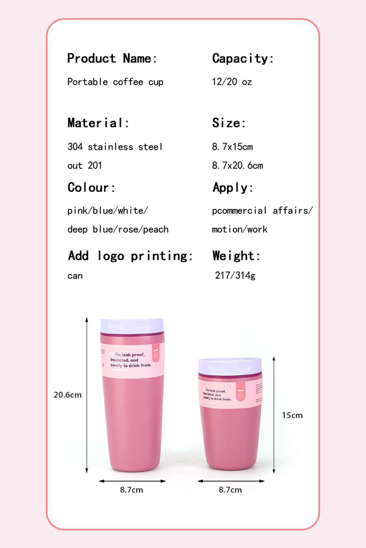 12/20 OZ Edelstahl Vakuum Tragbare Kaffeetasse 2er Set