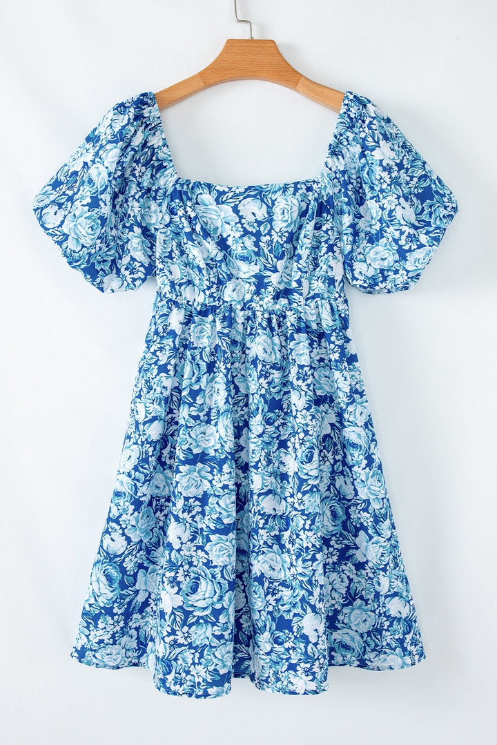Floral Puff Sleeve Babydoll Mini Dress
