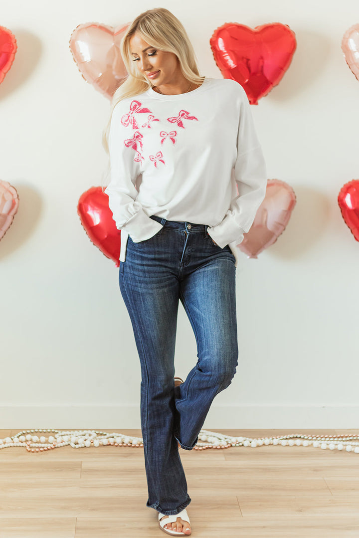 Sequin Bowknot High Low Oversize Sweatshirt