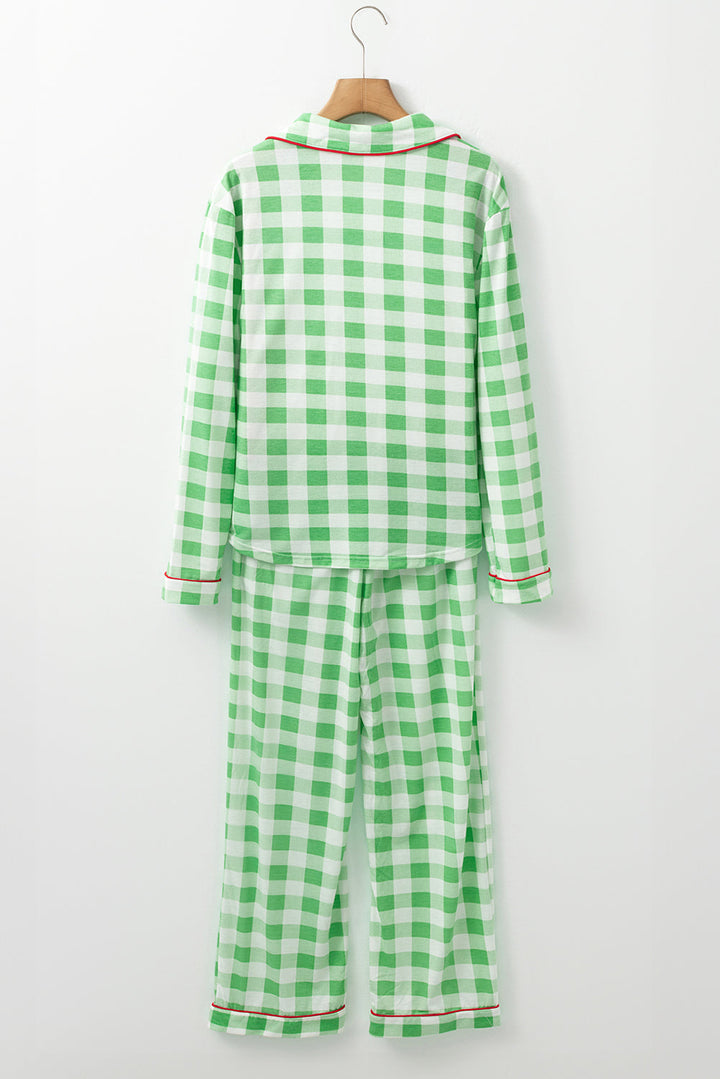 christmas plaid print shirt and pants pajama set 1