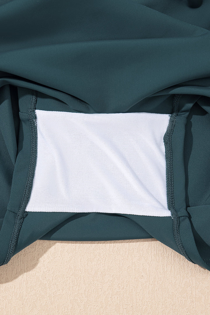 solid pocketed crossover high waist swim skort 2