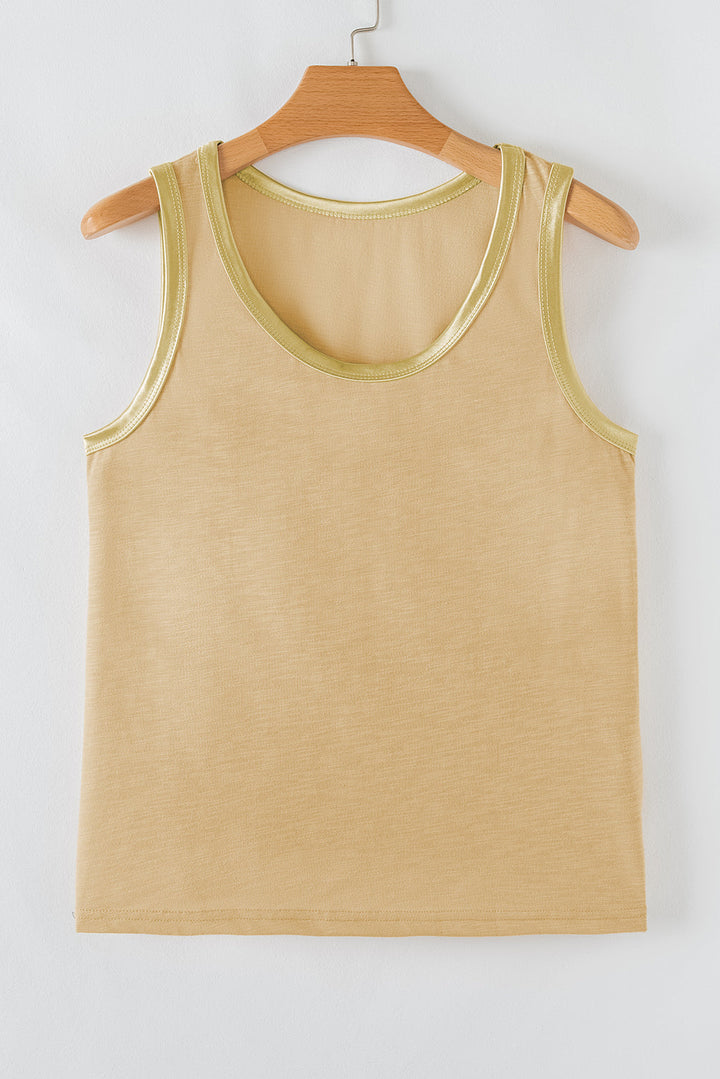 metallic sheen edge scoop neck tank top