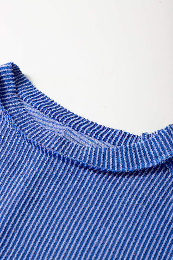 textured knit exposed stitching t shirt