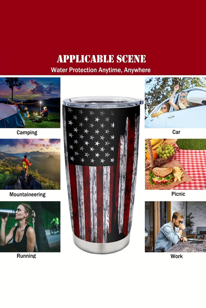 Isolierter Edelstahlbecher mit amerikanischer Flagge, 590 ml