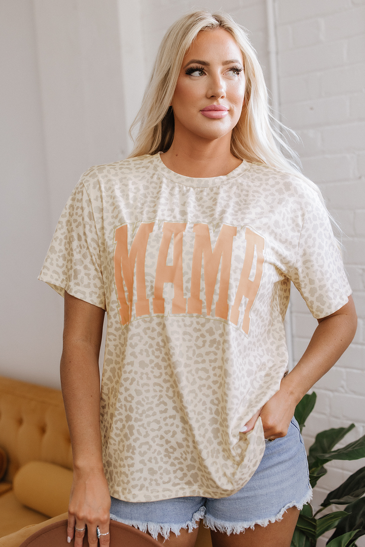 mama letter graphic leopard loose tee