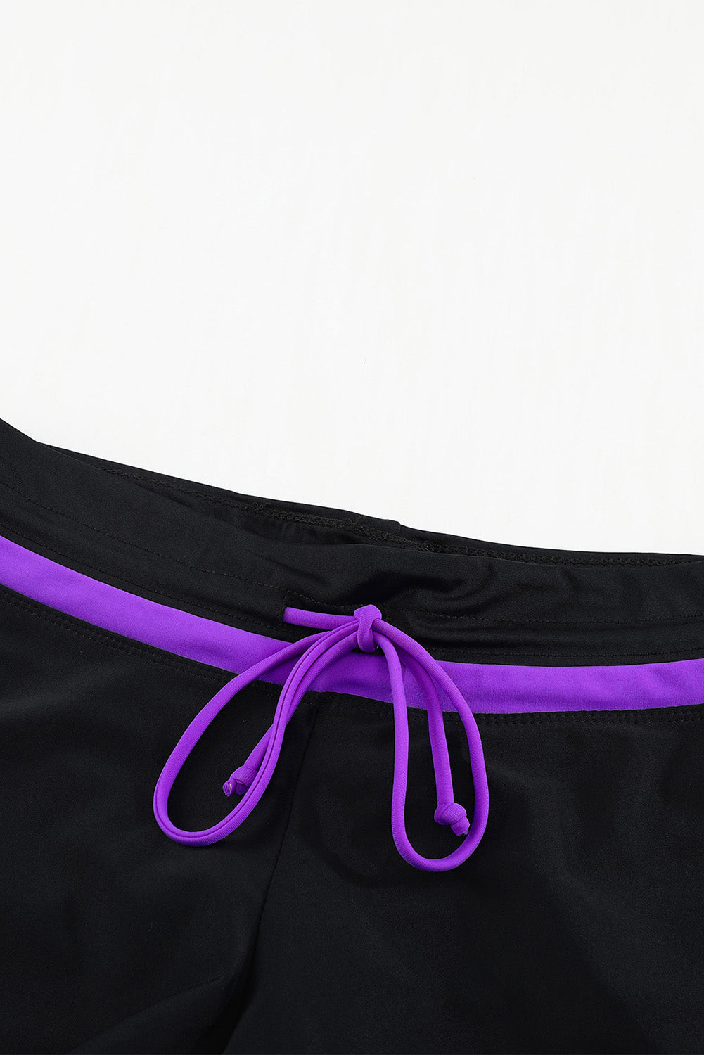 violet strap trim black women swim boardshort