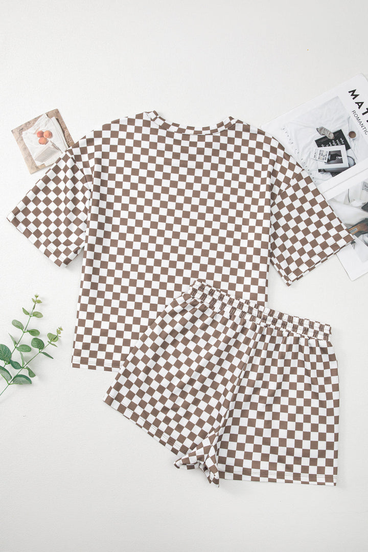 checkered top and short casual 2pcs set 2