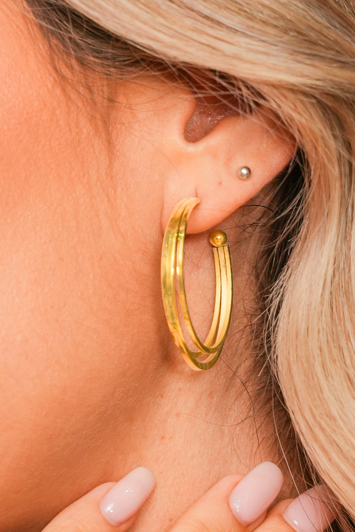 Minimalist Plated Alloy Triple Hoop Earrings