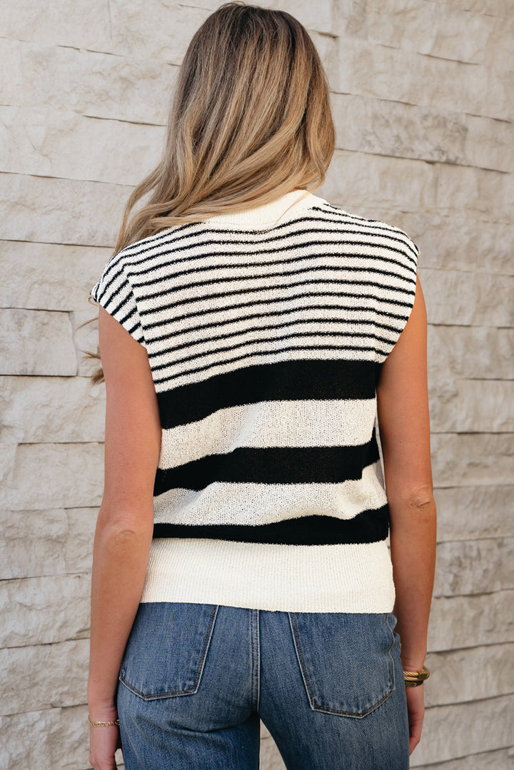 Striped O Neck Sweater Vest