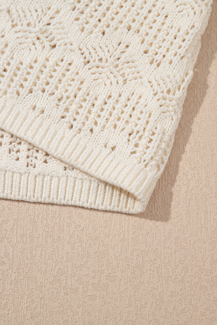 Embroidered Patchwork Hollow Out Knitted Ruffle Sweater Vest