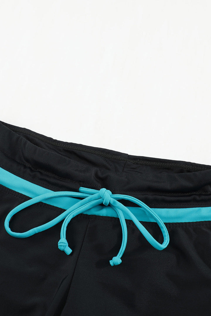 blue trim black women swim boardshort