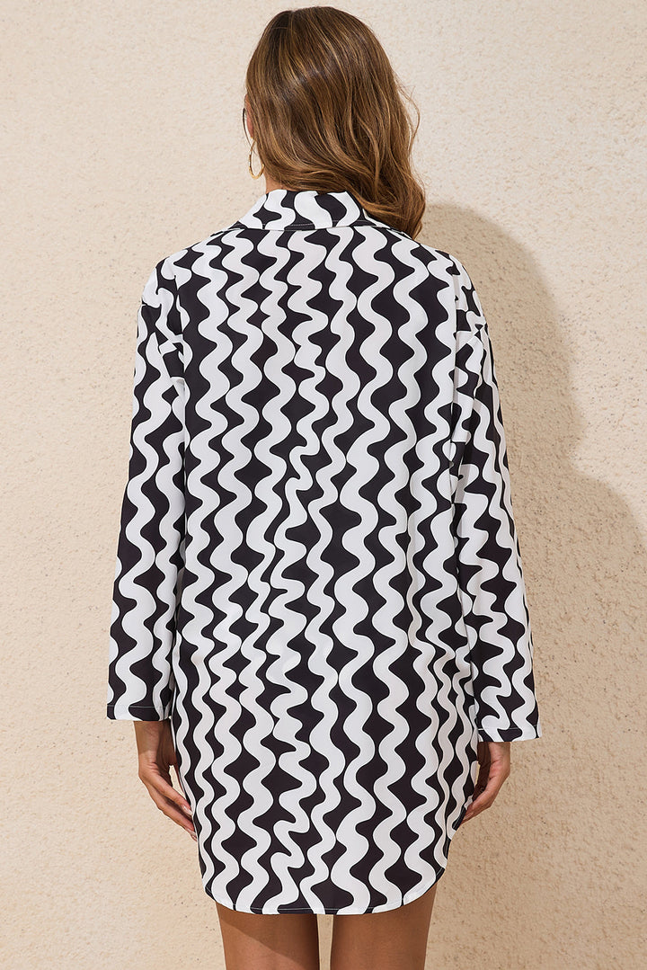 print loose fit open front beach cover up