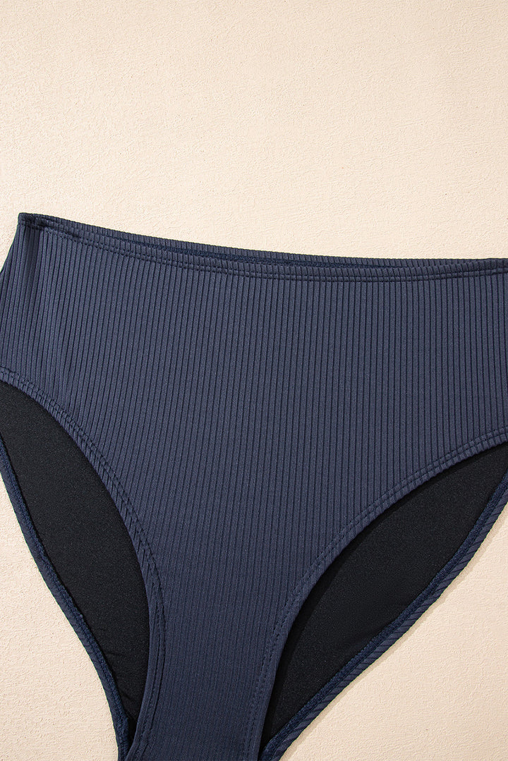 ruched u neck ribbed tankini