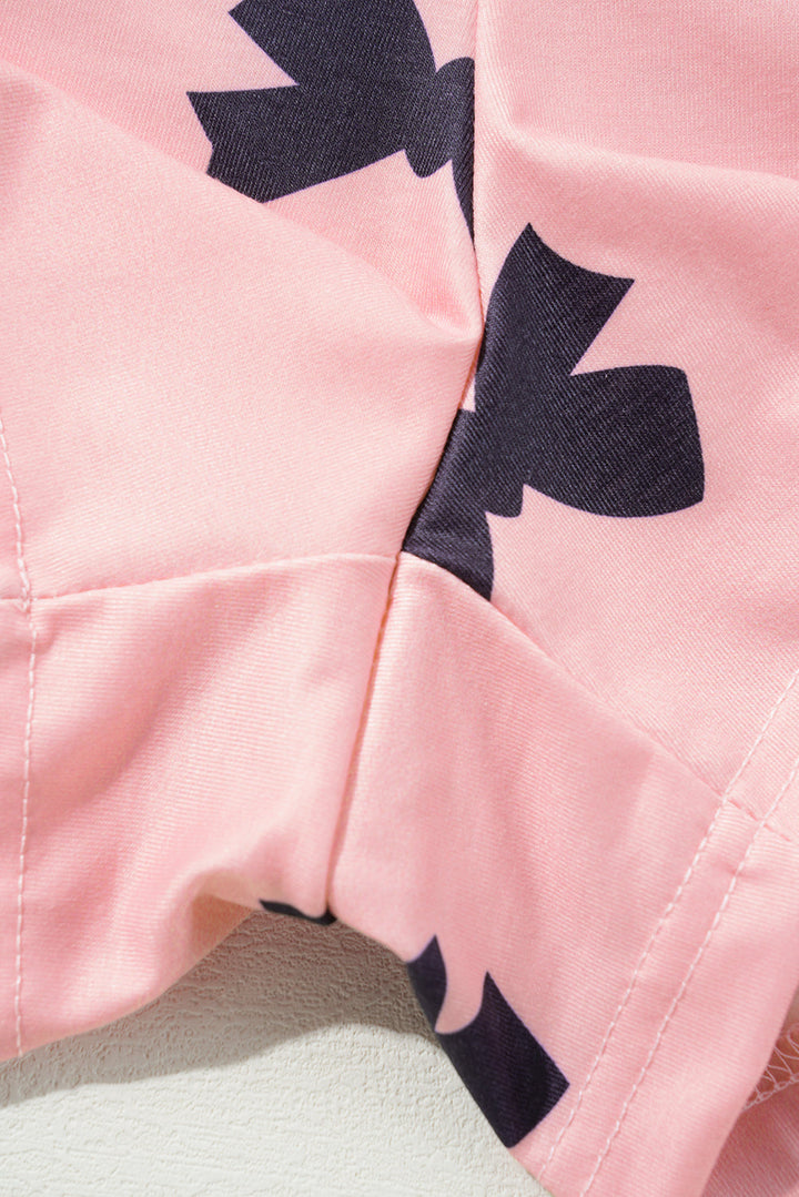 bow printed short 2pcs lounge set