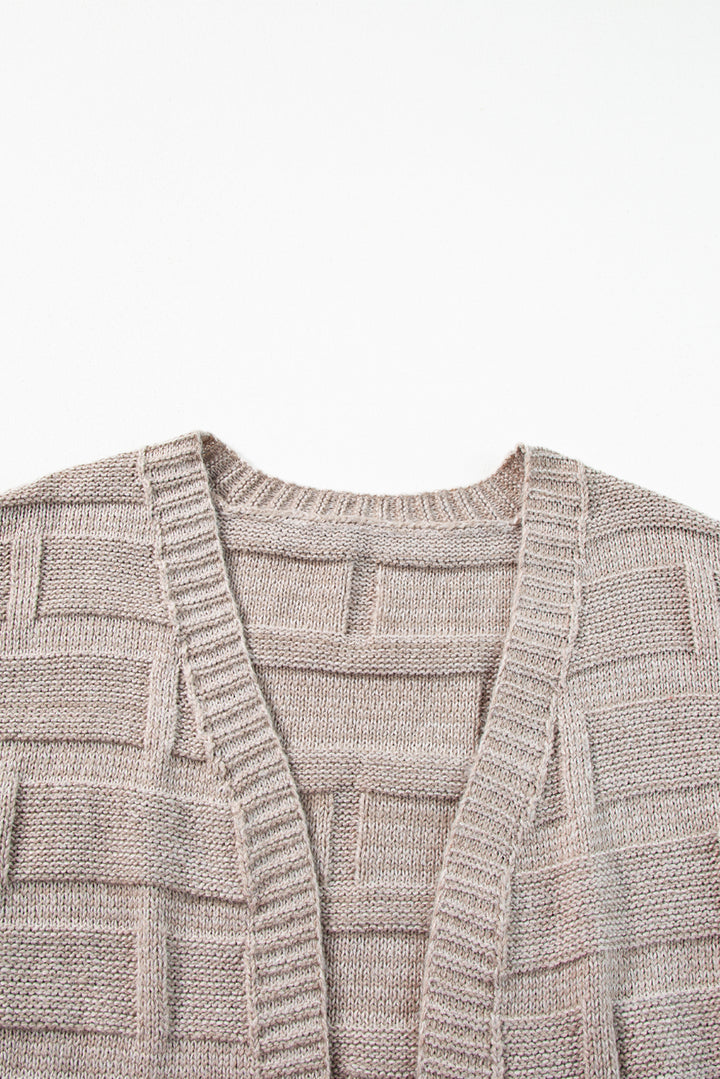 Textured Knit Open Front Chic Cardigan with Pockets