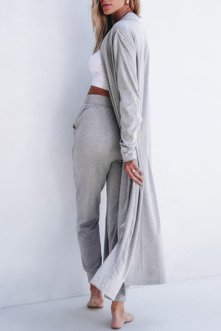 split long cardigan and skinny pants lounge set 2
