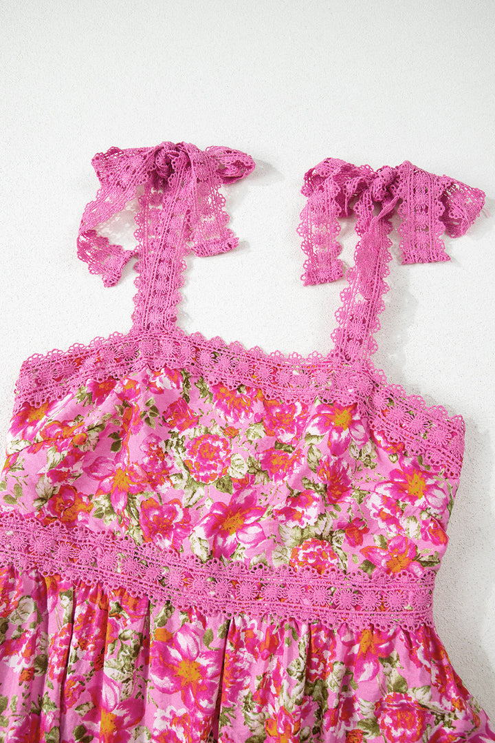 floral lace tied strap empire waist maxi dress 1