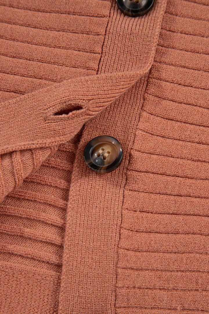 Wide Rib Knit Button Front Dolman Sleeve Sweater Cardigan