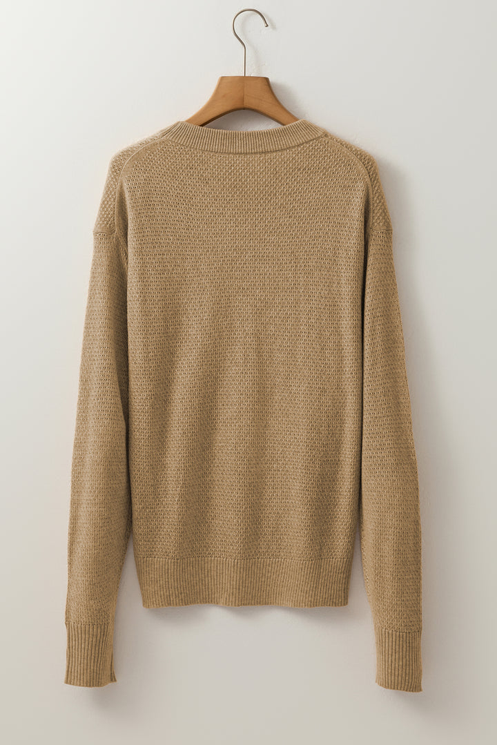 Brushed Knit Casual Fitted Sweater
