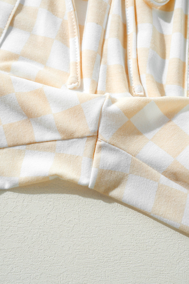 checkered print long sleeve top and pants lounge set 1