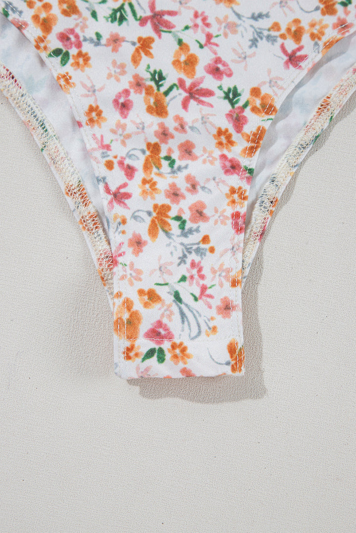 Short Sleeve Floral Ruched Sweetheart Bodysuit