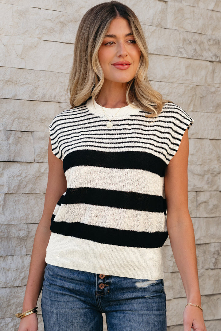 Striped O Neck Sweater Vest