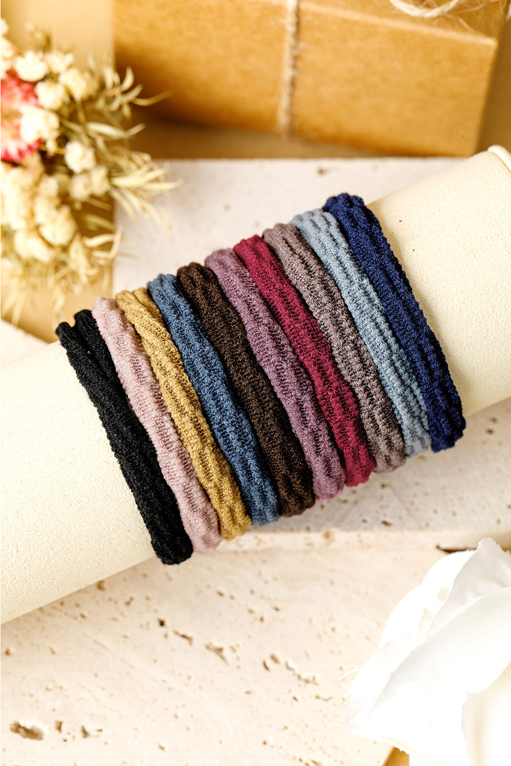 10 Stück/Packung elastisches strukturiertes Haargummi