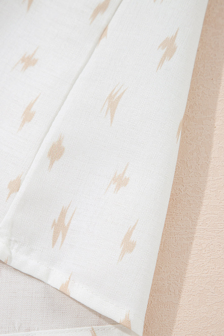 Western Aztec Print Pleated Square Neck Loose Mini Dress