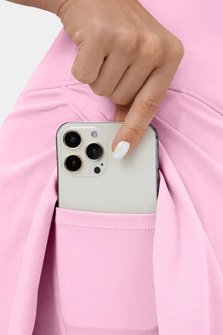 solid pocketed crossover high waist swim skort 3