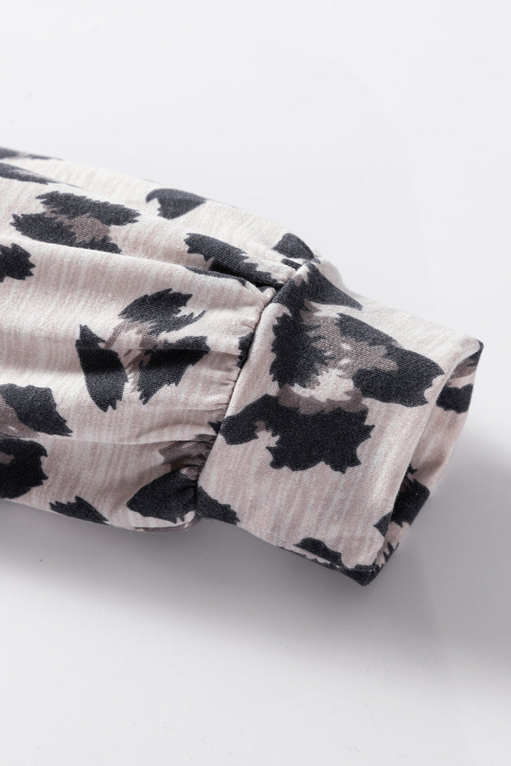 leopard print drawstring hoodie and skinny pants lounge set