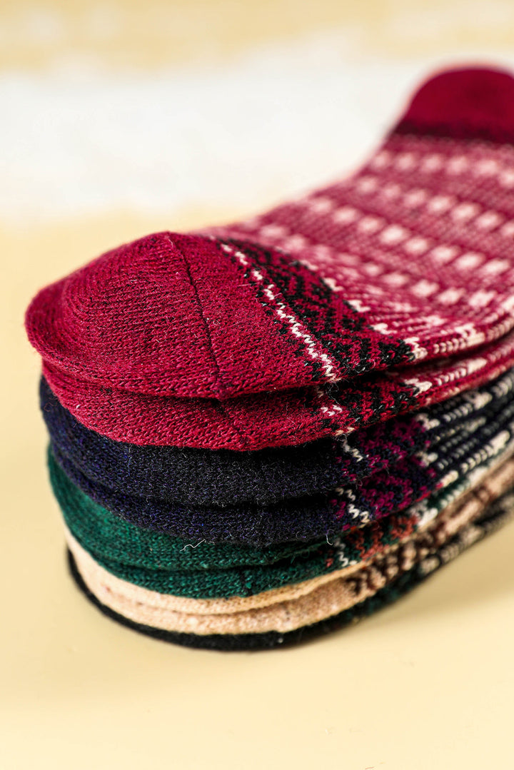 5 Paar/Set weiche Crew-Socken mit Weihnachts-Rentiermotiv