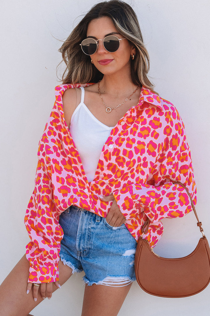 Leopard Printed Button Up Loose Shirt