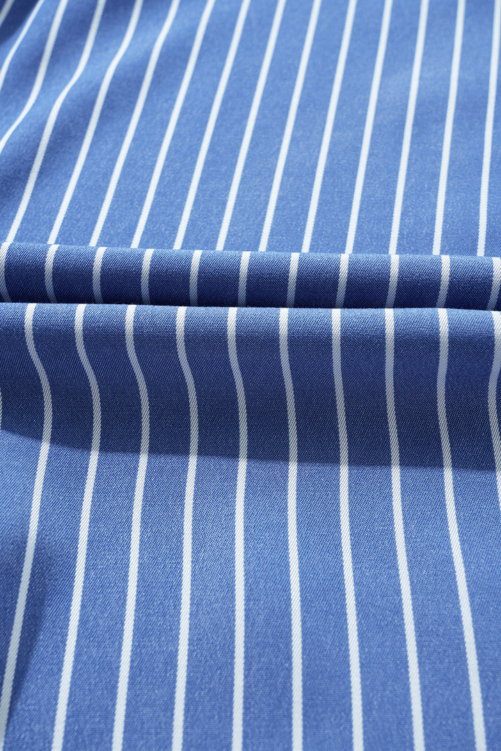 frilly split neck shirred ruffle sleeve short shift dress