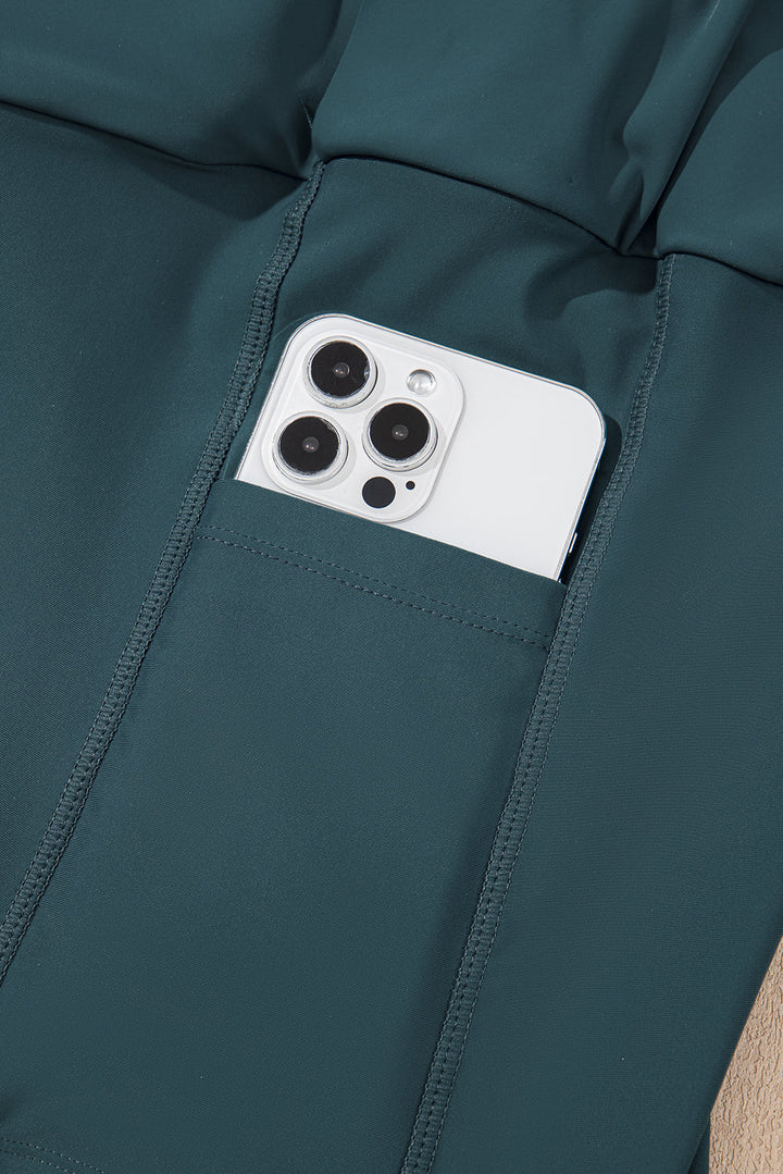 solid pocketed crossover high waist swim skort 2