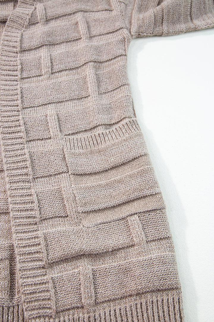 Textured Knit Open Front Chic Cardigan with Pockets
